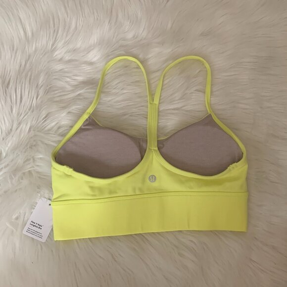 LULULEMON Flow Y Nulu Longline Bra in Neon Yellow Sz 8 - Picture 4 of 4